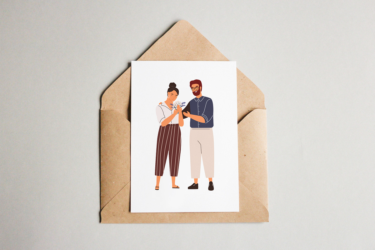Man giving flowers to woman set, a Person Illustration by Good Studio (Photo 6 of 6)