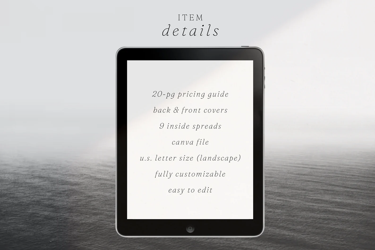 Photography Pricing Guide Canva, a Marketing Template by frommakertomaker (Photo 8 of 9)