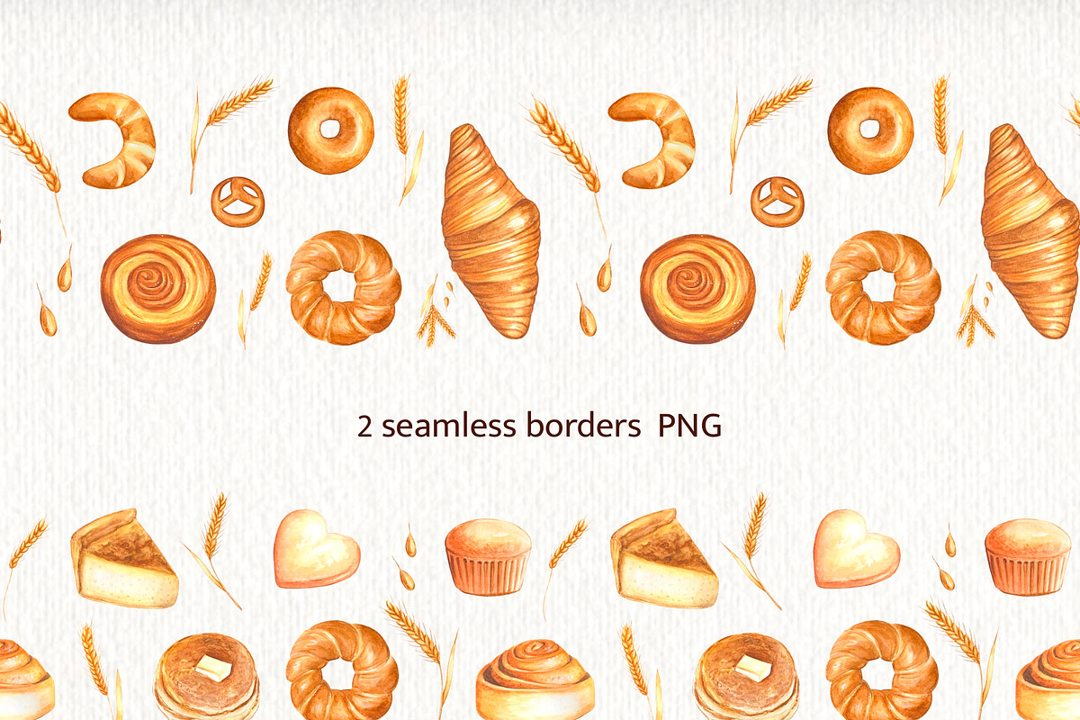 Bakery watercolor hand drawn clipart, a Food Illustration by DiashaArt (Photo 6 of 6)