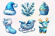 Blue Christmas Clipart Sublimation, an Illustration by Dream Creation (Thumbnail 6 of 7)