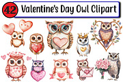Valentine's Day Owl Clipart, an Illustration by Design Market (Thumbnail 1 of 3)