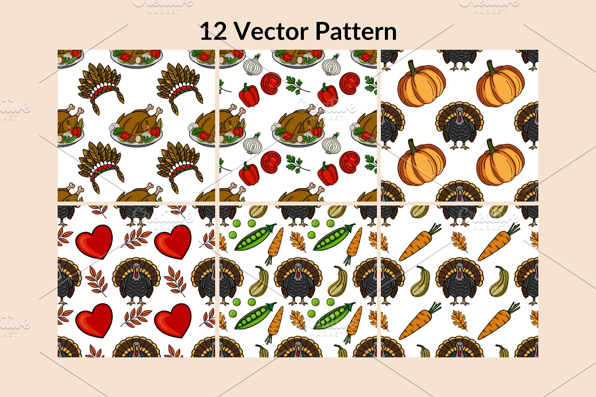 Thanksgiving Day Patterns Clipart, a Seasonal Illustration by Elatedowl (Photo 4 of 16)
