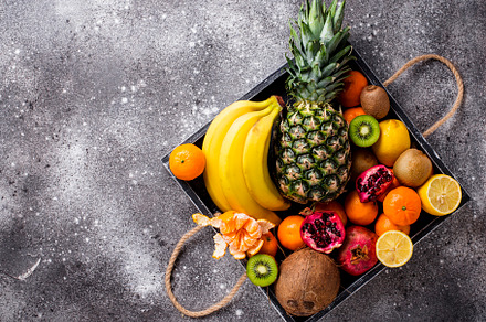 Assortment of fresh tropical fruits featuring vitamin, fruit, and banana, a Food & Drink Photo by Yulia Furman