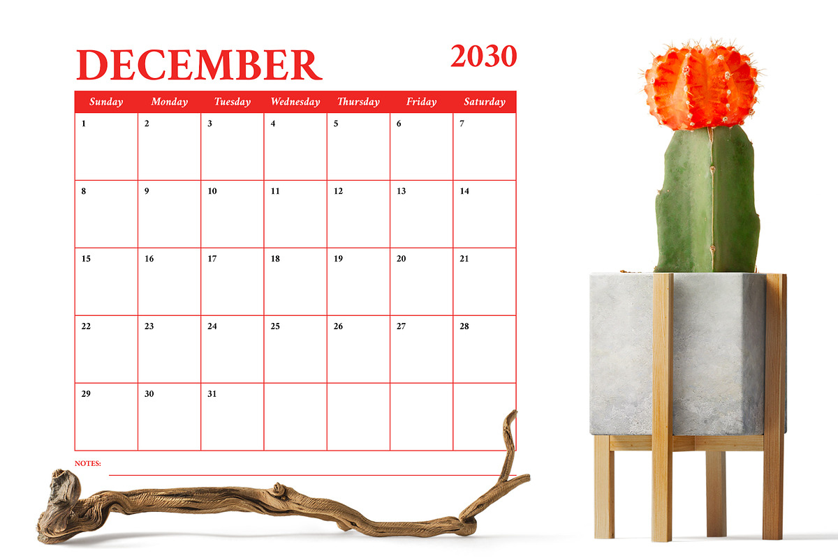 2030 12x12 COLOR Calendar Template, a Stationery Template by Running With Foxes (Photo 5 of 6)
