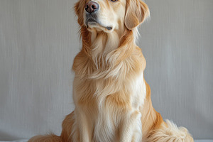 Golden Retriever Dog Sitting Indoors, an Animal Photo by Pixeness Studio