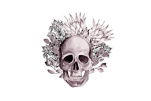 Watercolor Skull