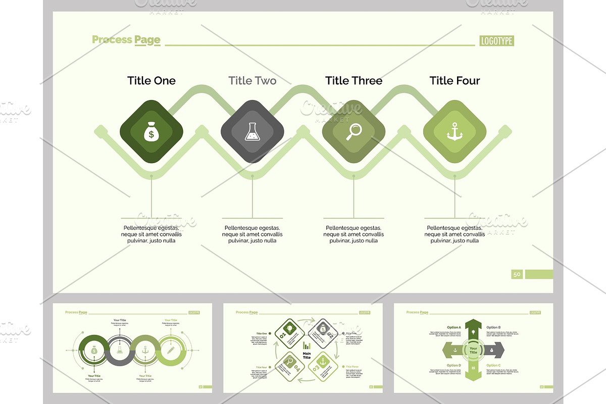 Four Business Process Slide Template Set, an Education Illustration by ...
