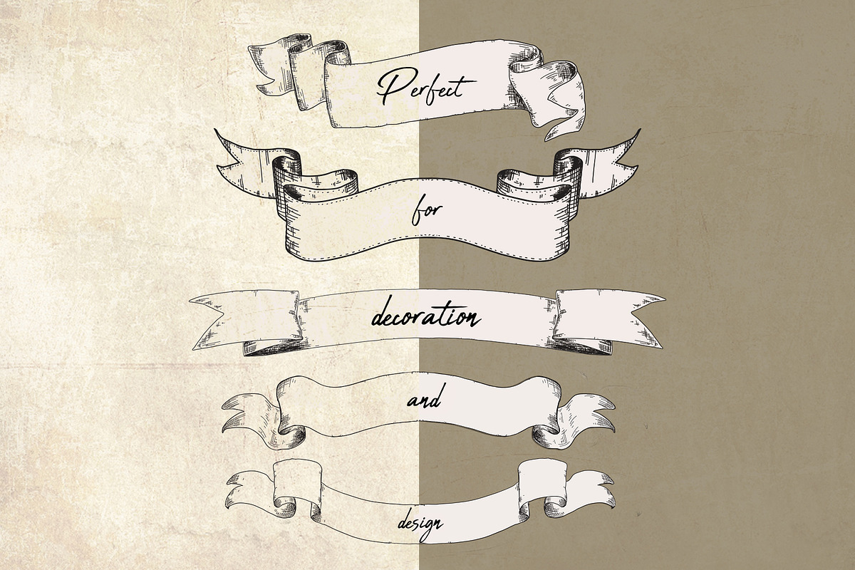 Vintage ribbons in engraving style, an Object Graphic by Alena Kaz (Photo 3 of 4)