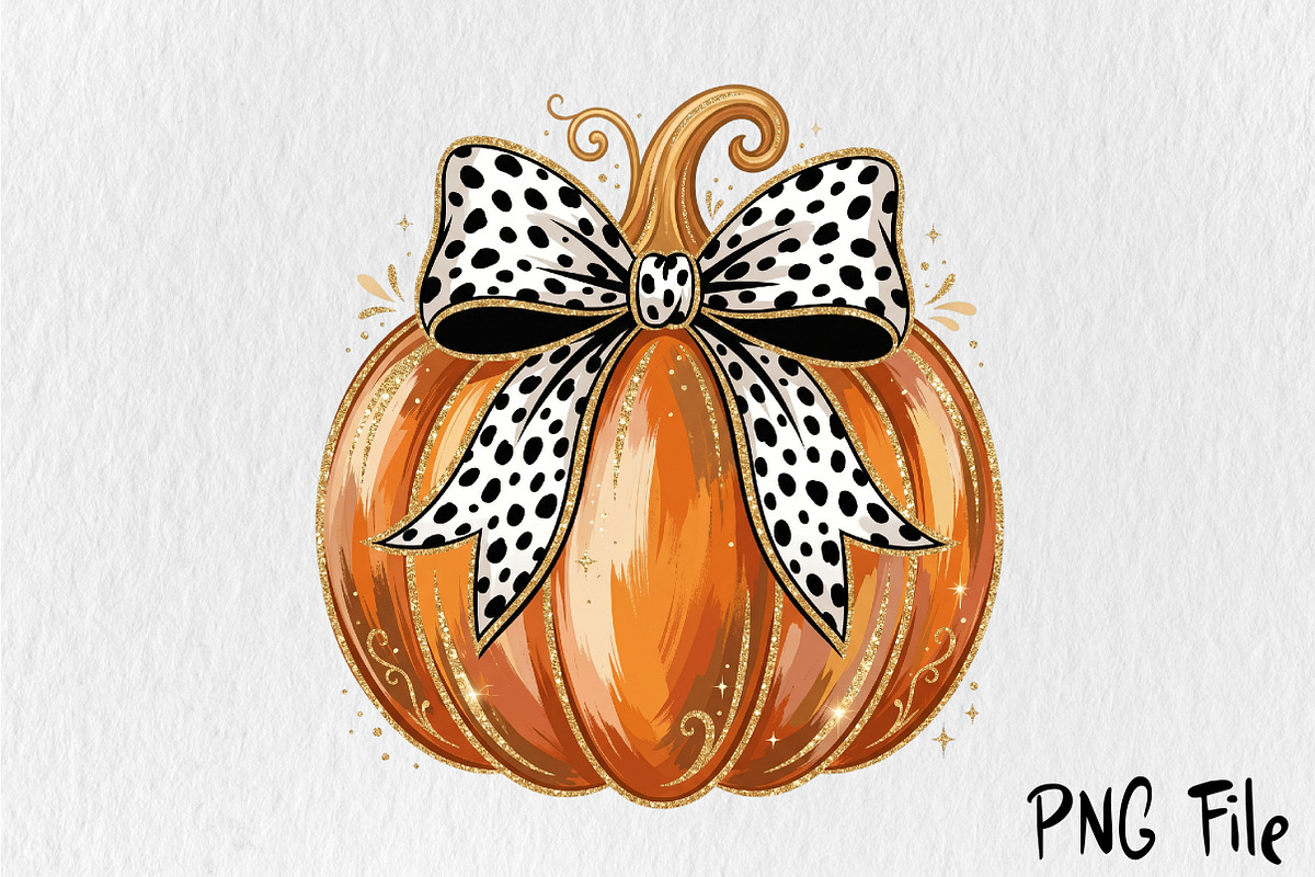 Dalmatian Dot Bow Pumpkin PNG, a Seasonal Illustration by Rose Art (Photo 1 of 7)