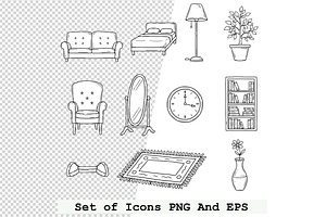 Set of home icons in hand drawn, an Icon by one-touch