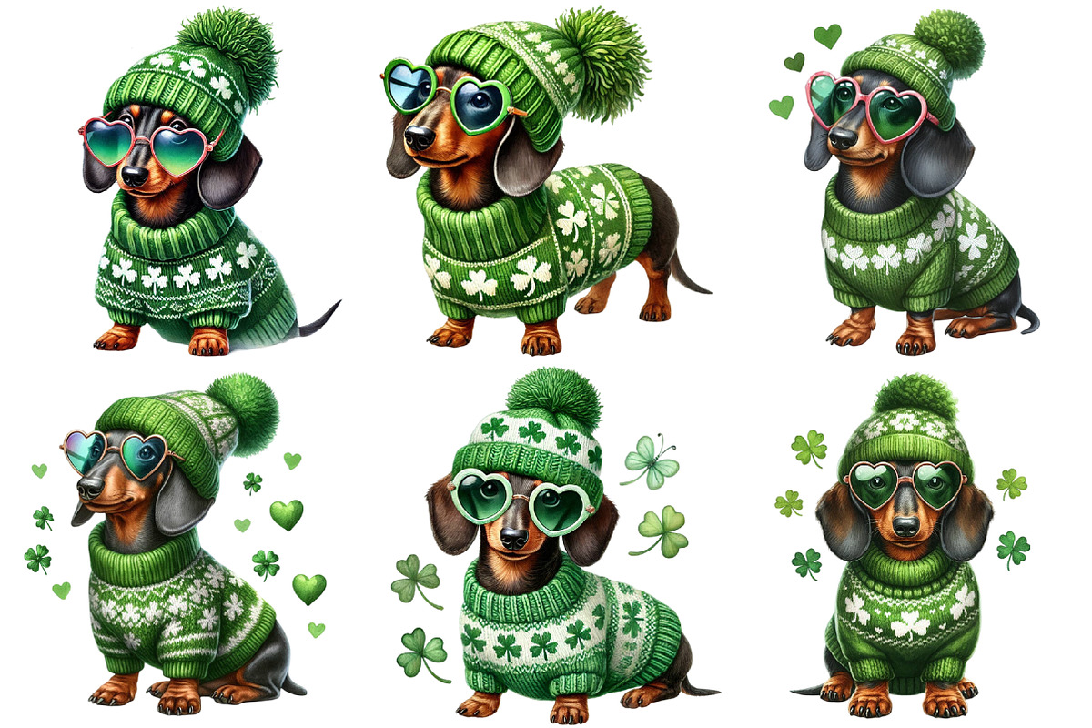 St. Patrick's Day Dachshund Dog Clip, an Illustration by Sublimation Artist (Photo 3 of 6)