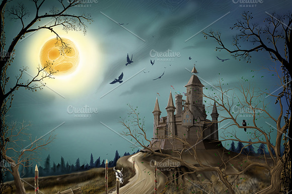 Night Moon And Dark Castle