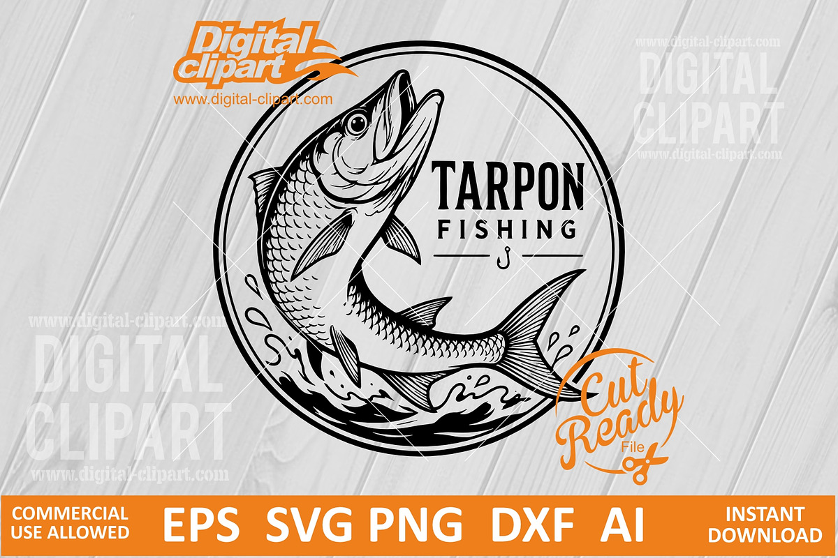 Tarpon Fishing SVG, a Sport Illustration by Digital-Clipart