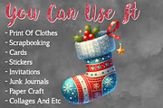 Christmas Stocking Sublimation Clipa, a Seasonal Illustration by Craft Nest (Thumbnail 5 of 5)
