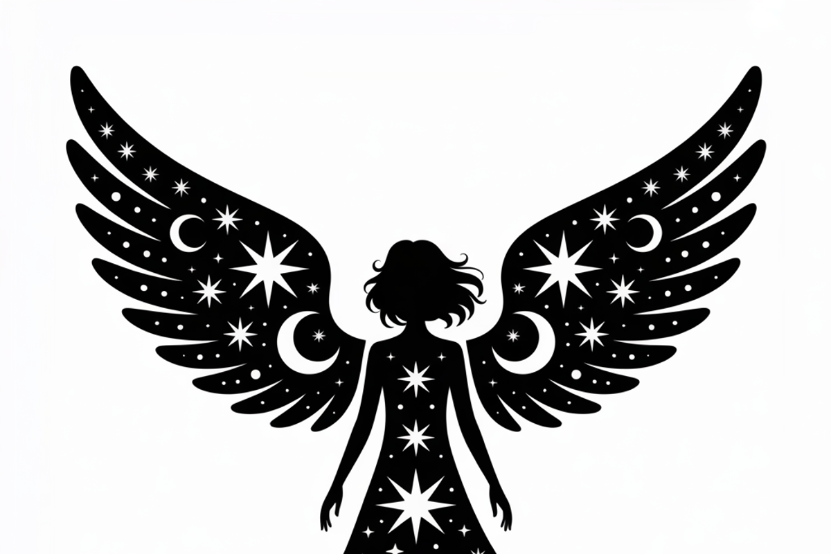 starry angel wings silhouette, an Illustration by Amazin_art (Photo 15 of 21)