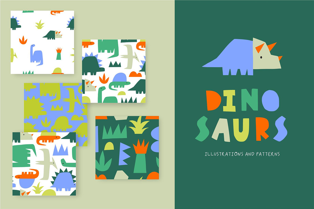 Dinosaurs - Bold vector clipat, a Decorative Illustration by Barkova Nadya (Photo 1 of 5)