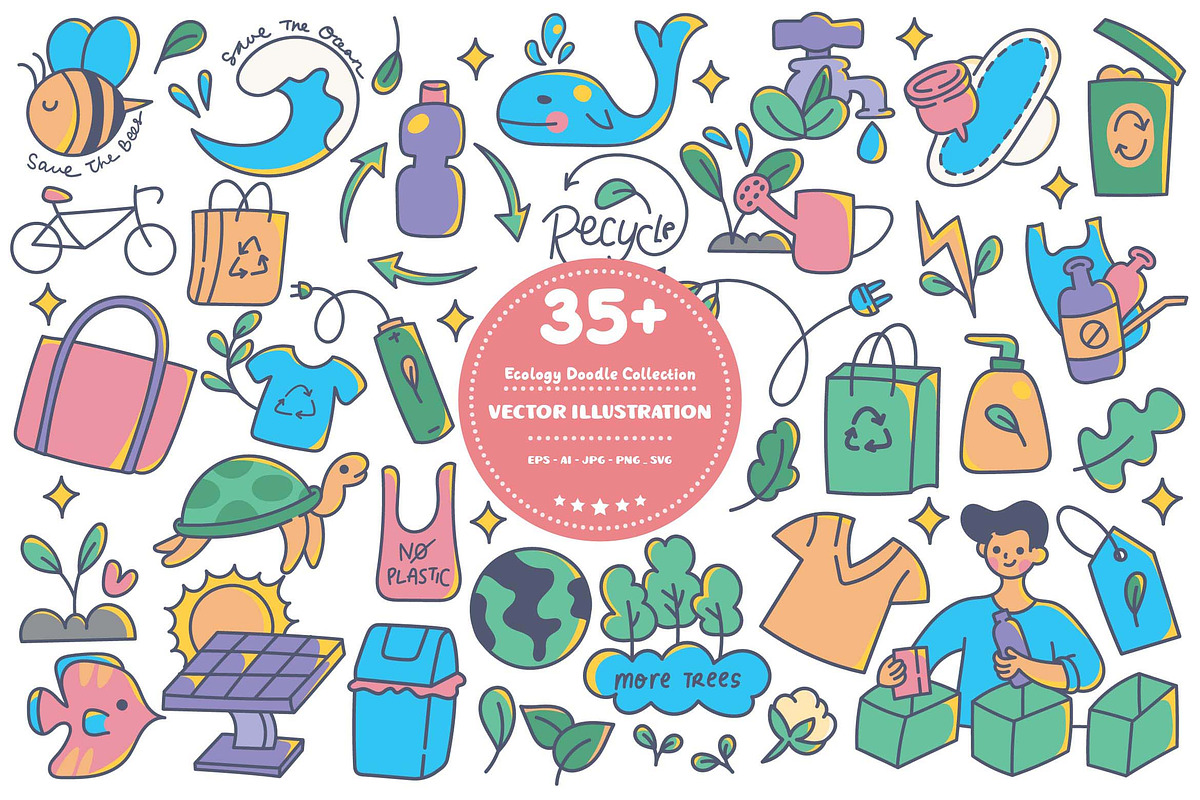 Eco Doodle Vector Pack, an Object Graphic by dudellicious