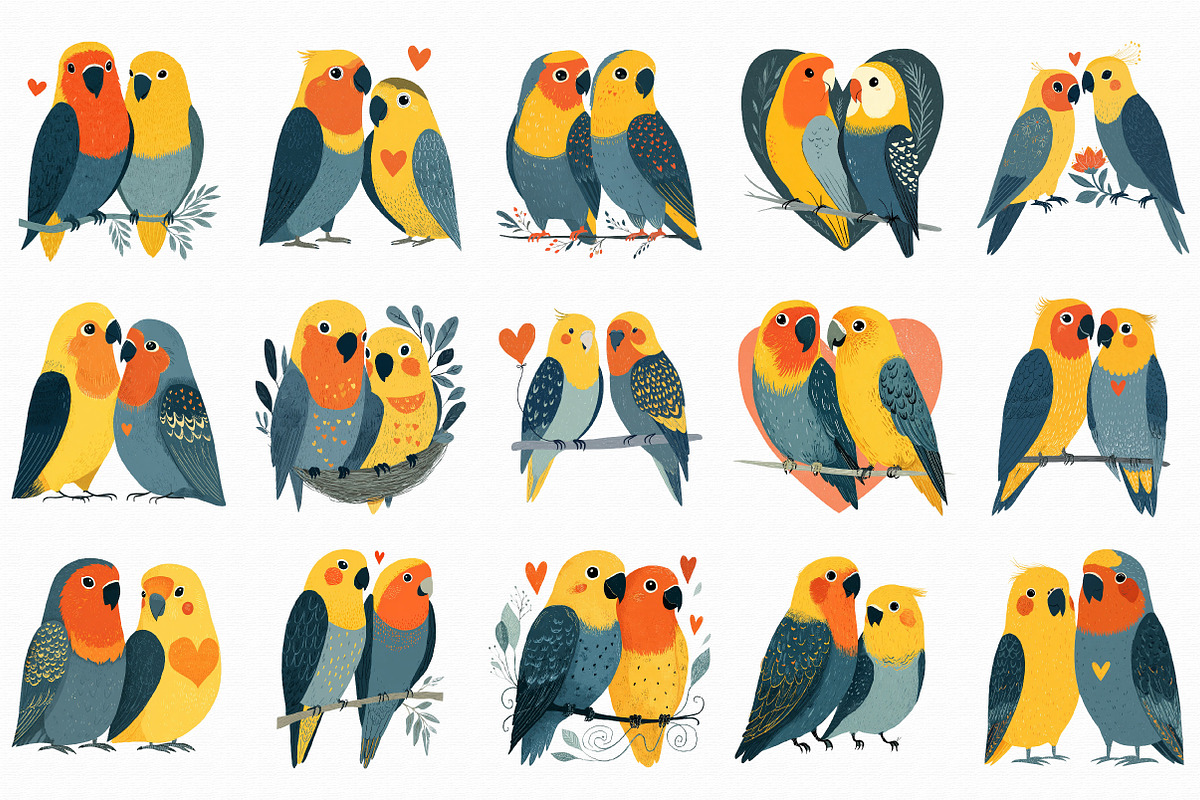 Lovebird Valentine Couple Clipart PN, an Illustration by Libby Wishes (Photo 6 of 7)