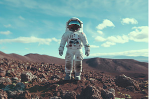 Space explorer in a full astronaut, a Technology Photo by Ylivdesign
