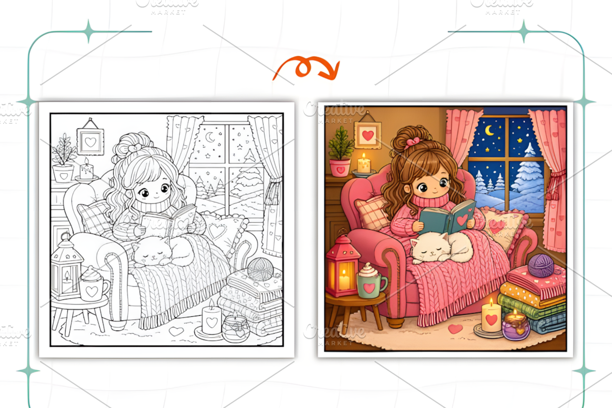 Cozy Hygge Moment Coloring Book, a Decorative Illustration by Ink Gallery (Photo 3 of 8)
