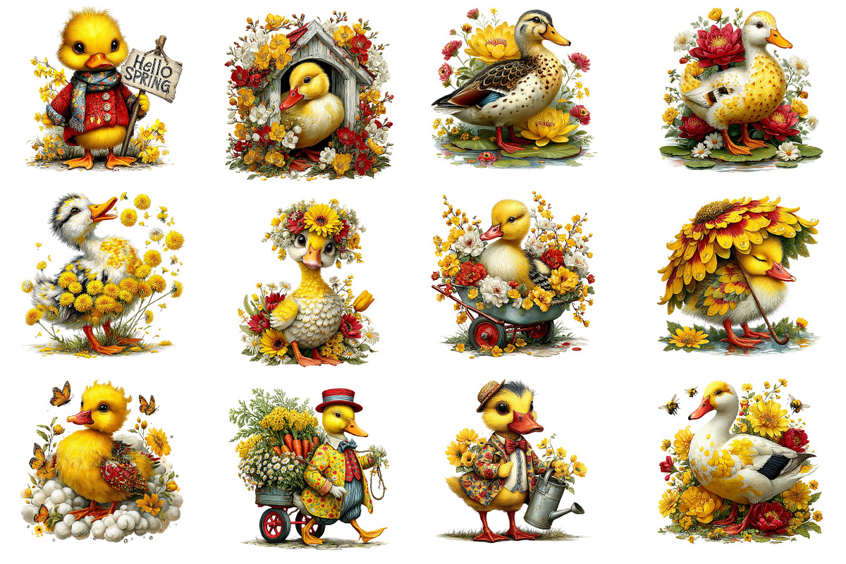 Whimsical Spring Duck Clipart, an Illustration by Dream Creation (Photo 4 of 5)