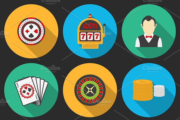 Colorful Icon Set On A Casino Theme.