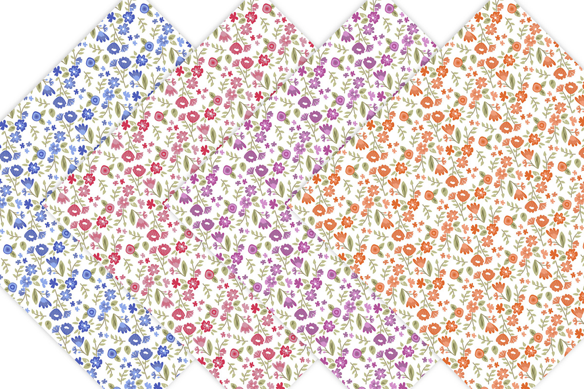 Digital Paper - Flower Patterns, a Pattern Graphic by Leska's Digitals (Photo 5 of 6)