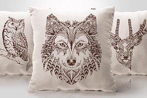 Deer, Dog and owl graphic design, an Animal Illustration by orensila
