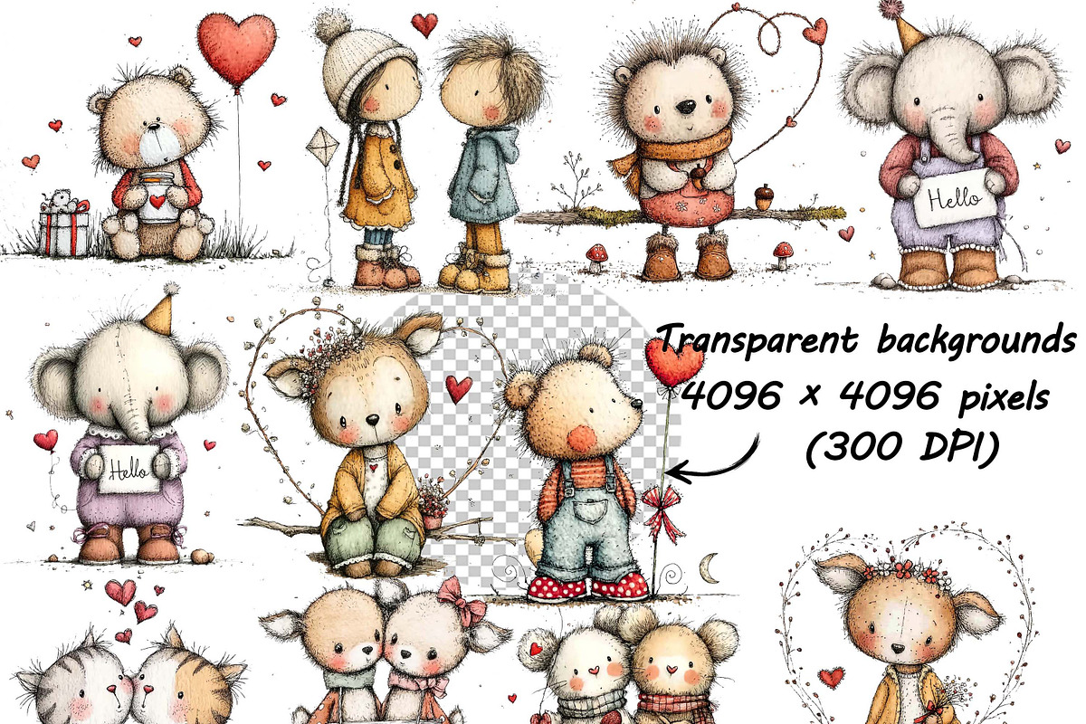 Romantic Couple & Animal Valentine, a Graphic by one-touch (Photo 3 of 8)