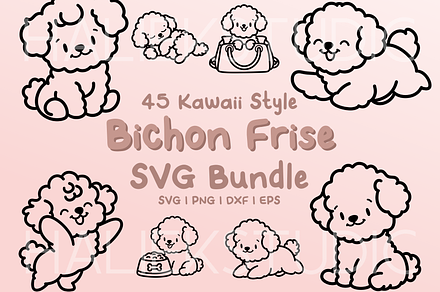 Bichon Frise SVG Illustrations, an Animal Illustration by HalieKStudio