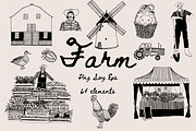 Farm Clipart SVG Hand Drawn Market, a Decorative Illustration by Anada Arty (Thumbnail 1 of 10)