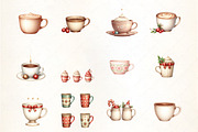 Festive Christmas Cup Set Clipart, an Illustration by CrexoraLab (Thumbnail 2 of 5)