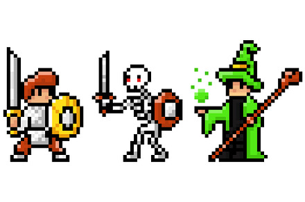 Pixel art style, character in game, an Object Illustration by TopVector