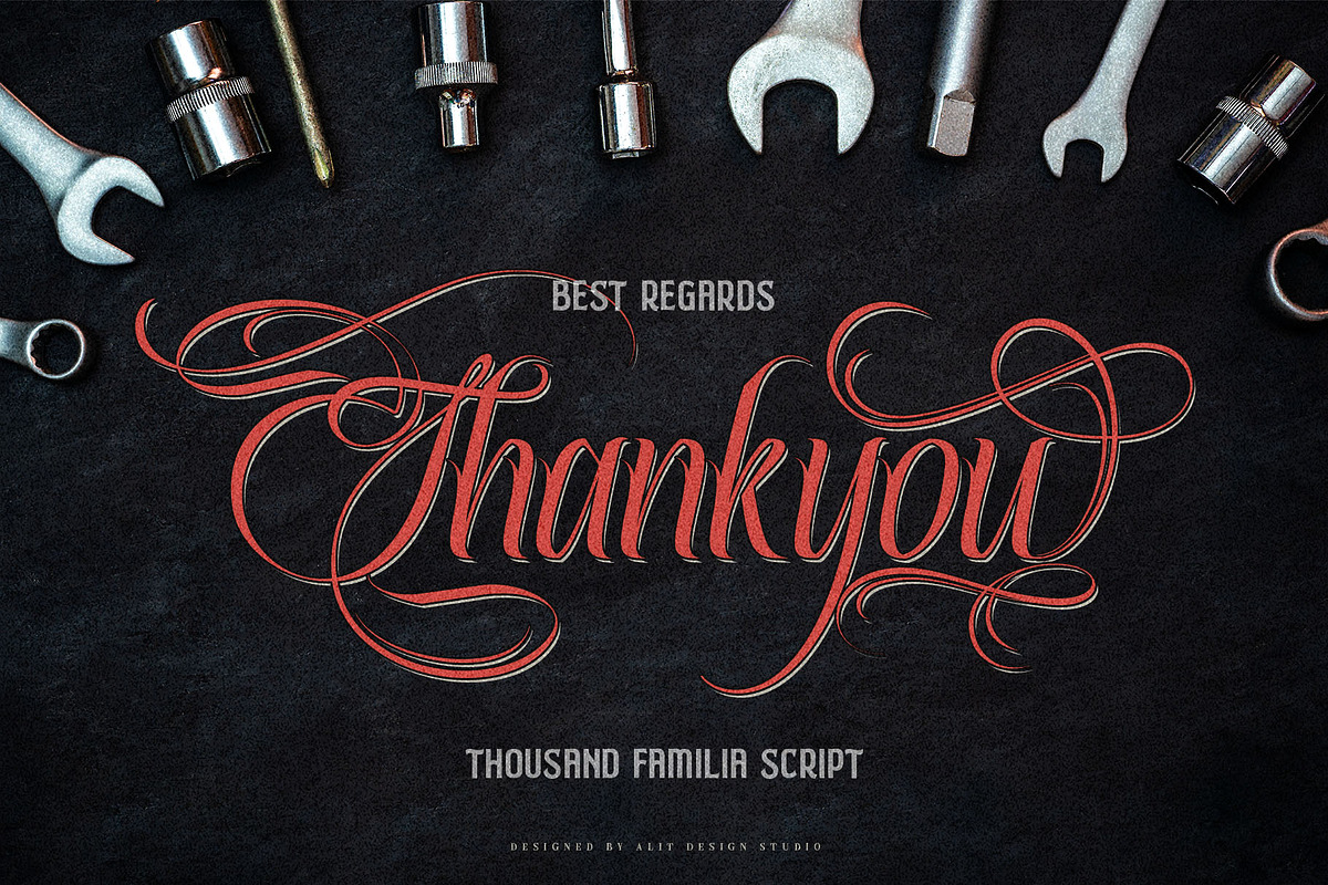 Thousand Familia, a Script Font by alit design (Photo 15 of 15)