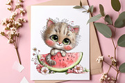 Whimsical Summer Cat Clipart, an Illustration by SinaCreation (Thumbnail 6 of 7)