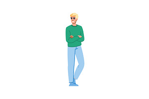 Young man smiling and crossing arms, a Person Illustration by pikepicture