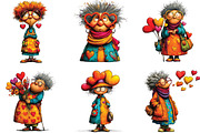 Quirky Elderly Valentine Woman PNG, an Illustration by CraftArtStudio (Thumbnail 4 of 6)