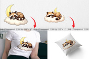 Sleepy Raccon Cloud Clipart, a Graphic by Artnoy (Thumbnail 3 of 5)