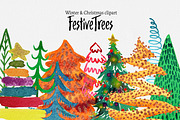 Festive Christmas Trees clipart, an Illustration by SandraGraphicDesign (Thumbnail 4 of 5)