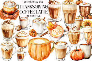 Thanksgiving Coffee Latte Sublimatio, an Illustration by Daily.Designs