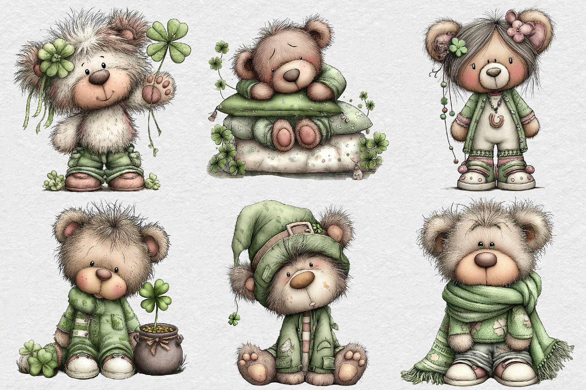 St Patrick’s Day Teddy Bear Clipart, an Illustration by DreamCafeArt (Photo 3 of 6)
