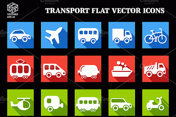 Transport Flat Vector Icons