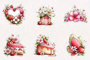 Whimsical Spring Strawberry Clipart, an Illustration by CreationArt (Thumbnail 3 of 10)
