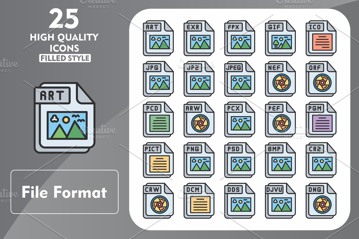 File Format Line Filled Icons, an Icon by Pexelpy