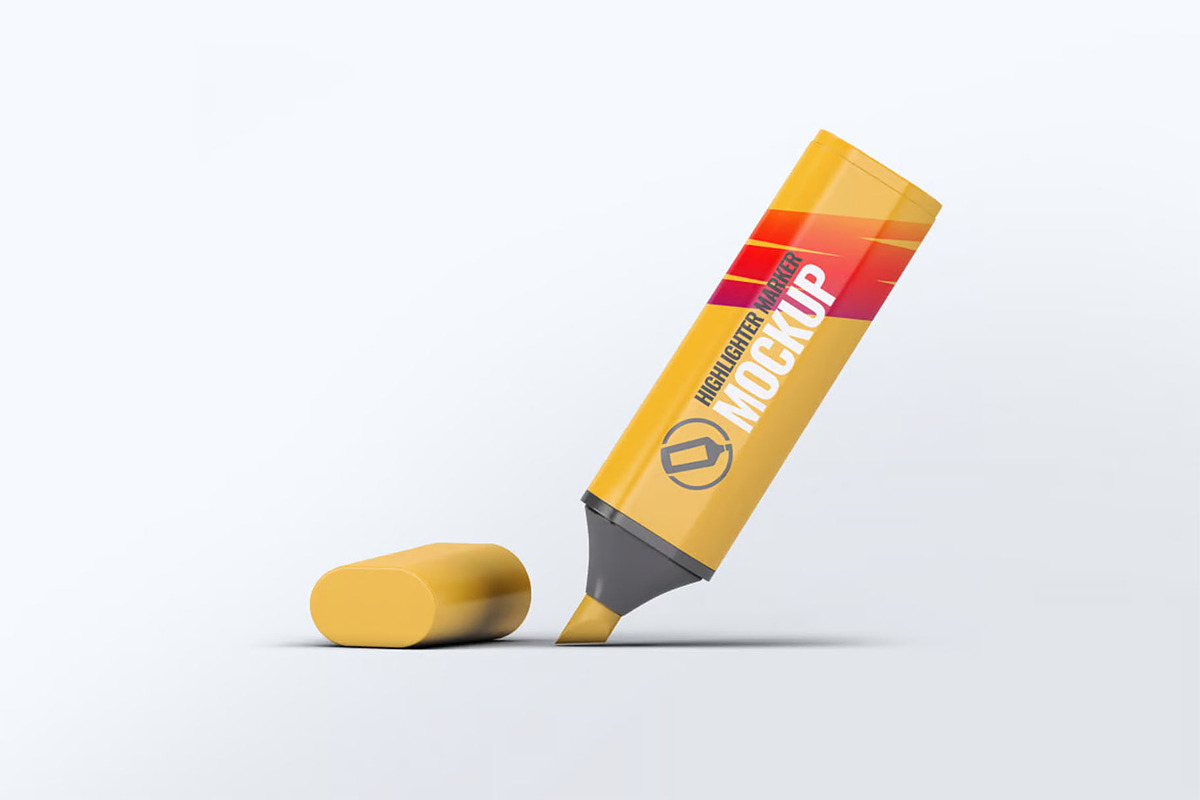 Highlighter Marker Pen Mock-Up, a Pens & Pencil Mockup by DesignRushMarket (Photo 6 of 8)