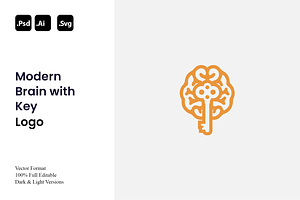 Modern Brain with Key Logo, a Branding & Logo Template by Luxury Logos