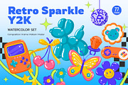Retro Sparkle Y2K Watercolor, an Object Illustration by CreativeValuation (Thumbnail 1 of 13)