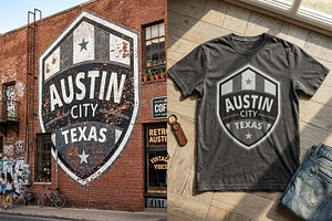 Austin Texas Shield Logo Template, a Branding & Logo Template by Aura Canyon HQ