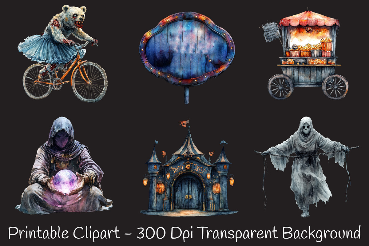 Ghostly Circus Halloween Graphics, an Illustration by RobertsArt (Photo 7 of 7)
