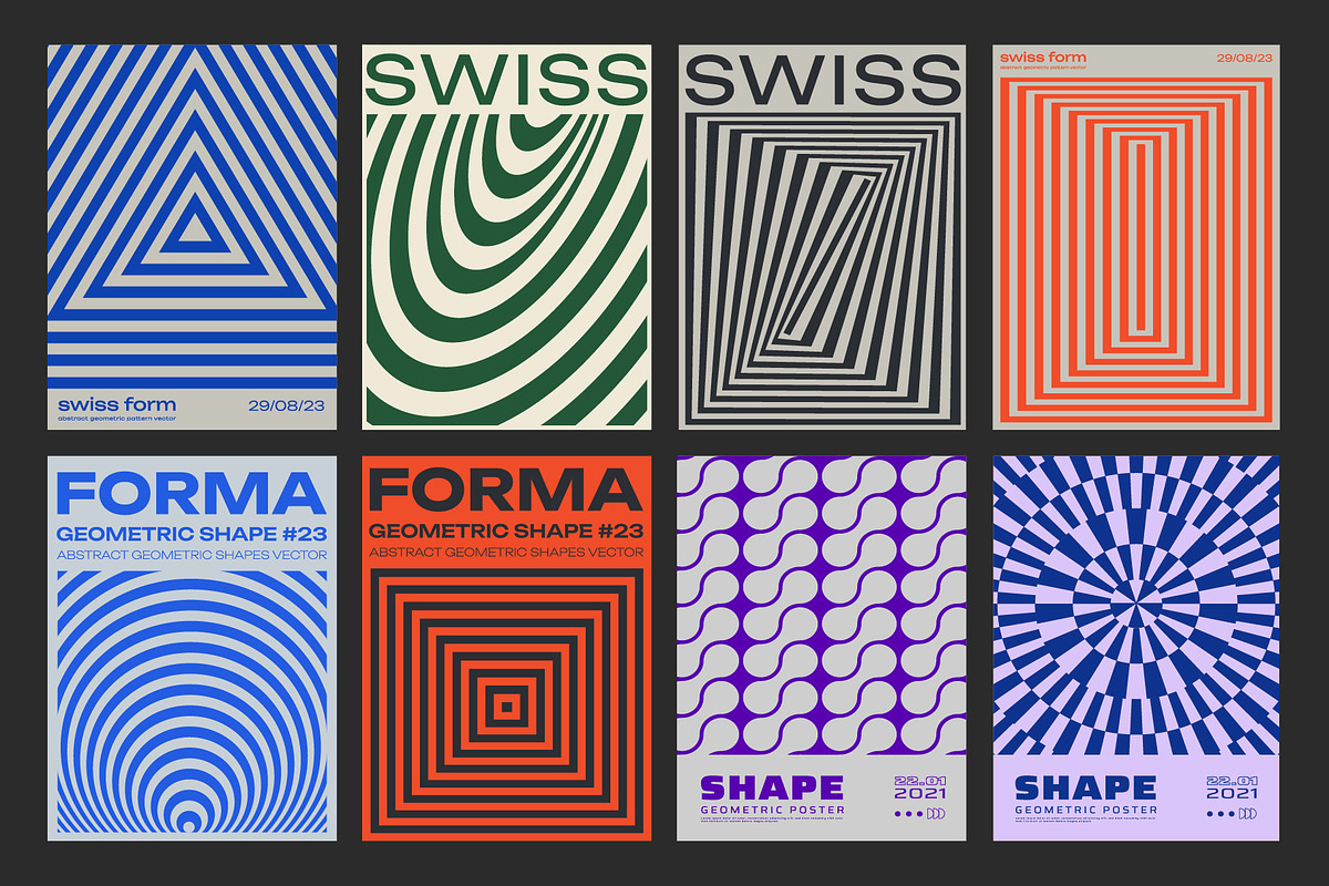 80 MODERN GEOMETRIC VECTOR POSTERS, a Texture Graphic by craftlove (Photo 13 of 14)